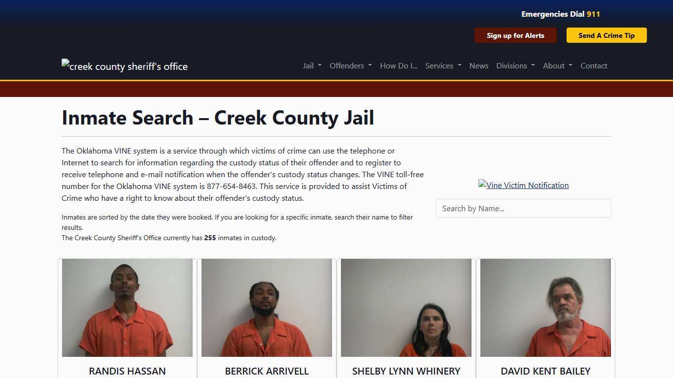 Inmate Search Creek County Sheriff's Office